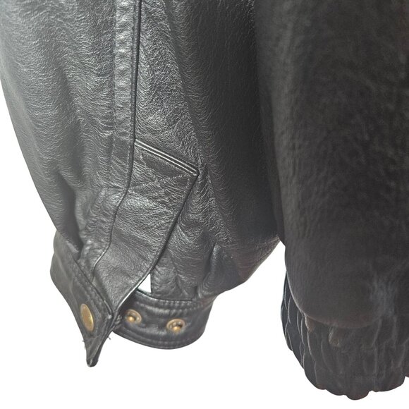 Urban Equipment Vintage Black Leather Jacket With Stand-Up Collar full zipper & - Picture 7 of 13